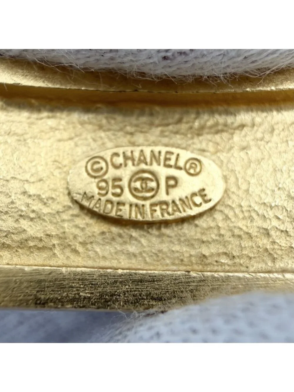 Chanel Choker CC Logo Plate Necklace Adjustable Leather 95P Gold Black